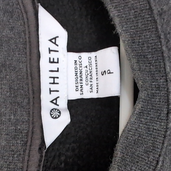 Athleta Dark Grey Crewneck Sweatshirt Zip Pockets SIze Small - Picture 3 of 5